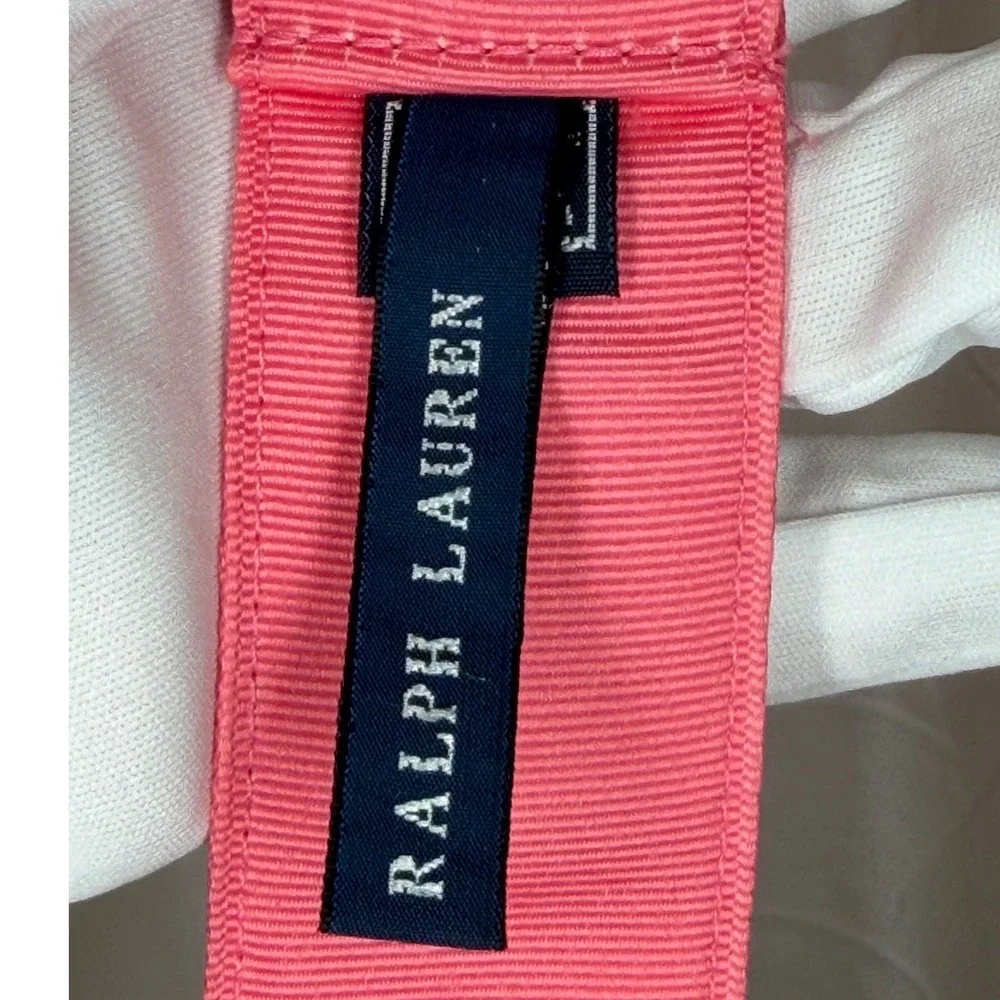 Ralph Lauren Pink Grosgrain D-Ring Belt Navy Pony Logo 49